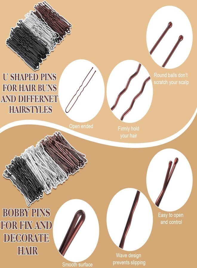 ProSuites 400 Pcs Bobby Pins Set, 2 Inch Hair Pins for Women Girls and U-Shaped Pins for Buns, 5 Colors Brown Blonde Black Styling Pins With Storage Box - Image 3
